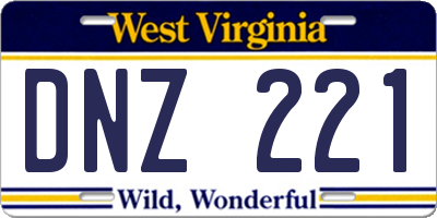 WV license plate DNZ221
