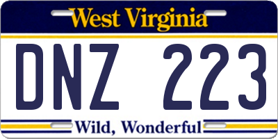 WV license plate DNZ223