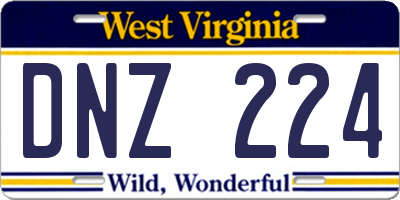 WV license plate DNZ224