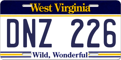 WV license plate DNZ226
