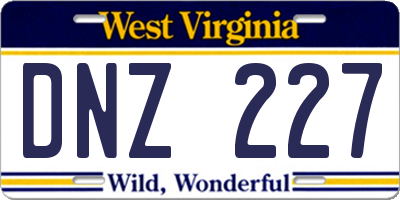WV license plate DNZ227