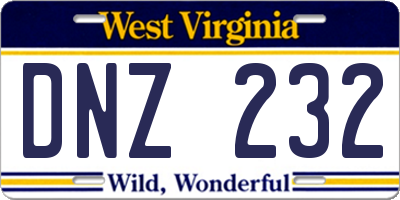 WV license plate DNZ232
