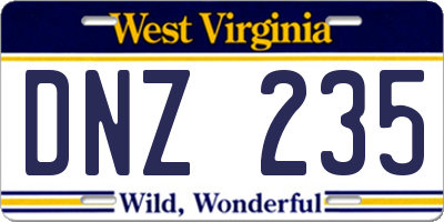 WV license plate DNZ235