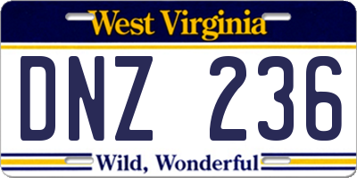 WV license plate DNZ236