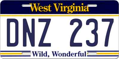 WV license plate DNZ237