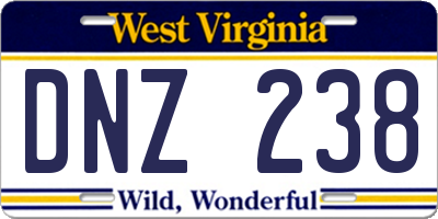 WV license plate DNZ238