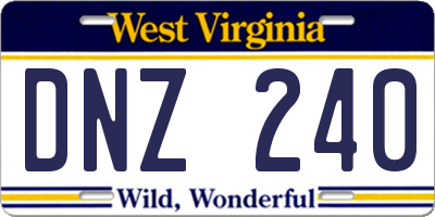 WV license plate DNZ240