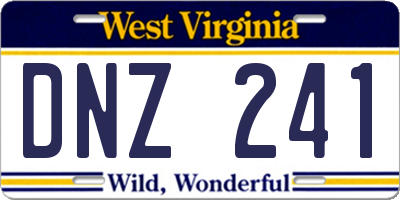 WV license plate DNZ241