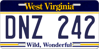 WV license plate DNZ242