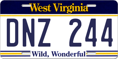 WV license plate DNZ244
