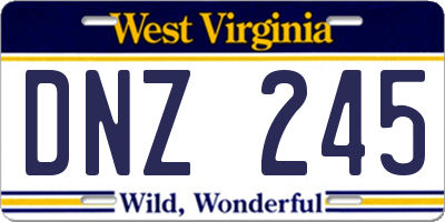 WV license plate DNZ245