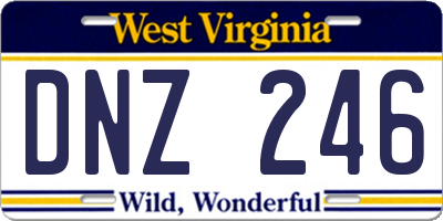 WV license plate DNZ246