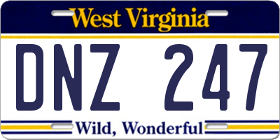 WV license plate DNZ247