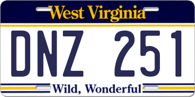 WV license plate DNZ251