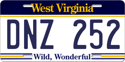 WV license plate DNZ252