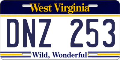 WV license plate DNZ253