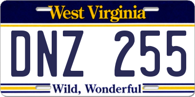 WV license plate DNZ255