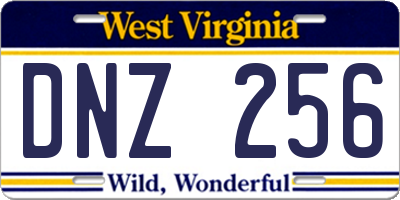 WV license plate DNZ256