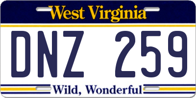 WV license plate DNZ259