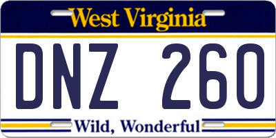 WV license plate DNZ260