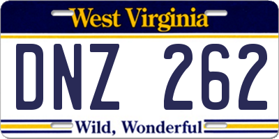 WV license plate DNZ262