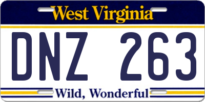 WV license plate DNZ263