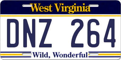 WV license plate DNZ264
