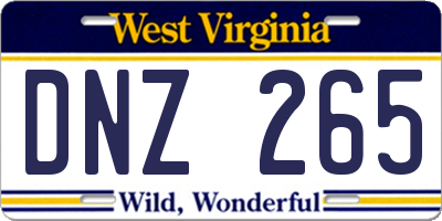 WV license plate DNZ265