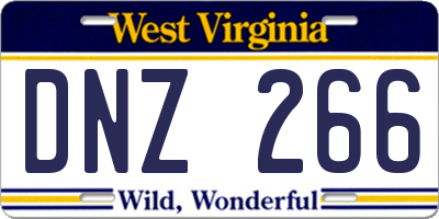 WV license plate DNZ266