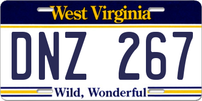 WV license plate DNZ267