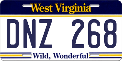 WV license plate DNZ268