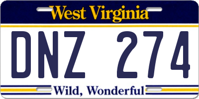 WV license plate DNZ274