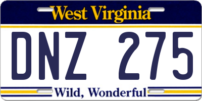WV license plate DNZ275
