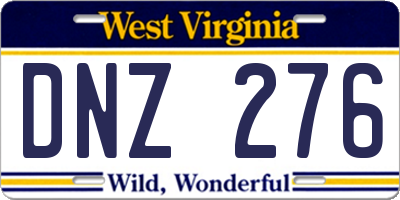 WV license plate DNZ276