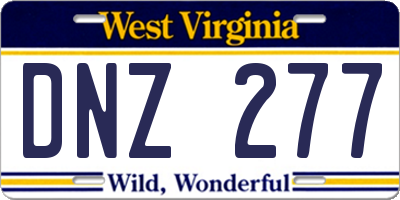 WV license plate DNZ277