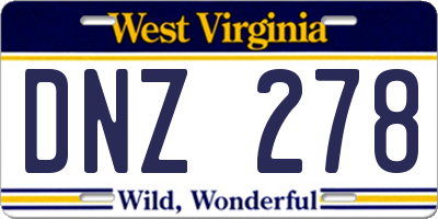 WV license plate DNZ278