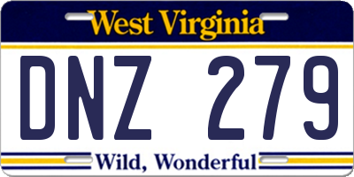 WV license plate DNZ279