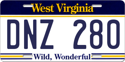 WV license plate DNZ280