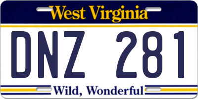 WV license plate DNZ281