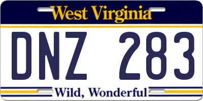 WV license plate DNZ283