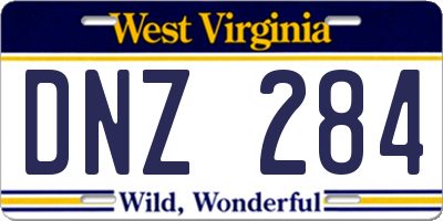 WV license plate DNZ284