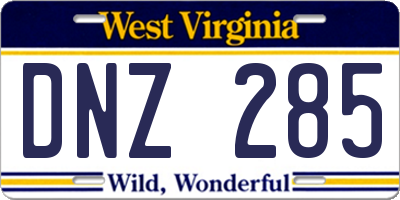 WV license plate DNZ285