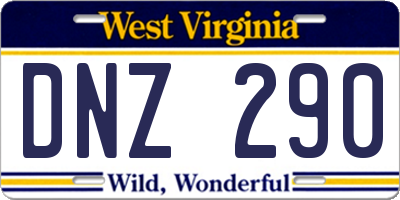 WV license plate DNZ290