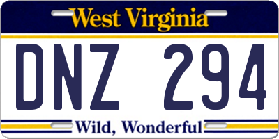 WV license plate DNZ294