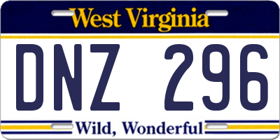 WV license plate DNZ296
