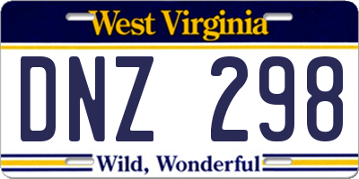 WV license plate DNZ298