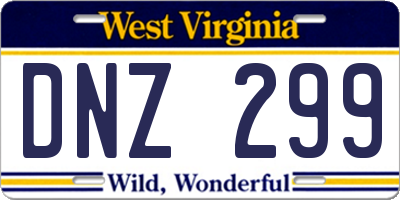 WV license plate DNZ299