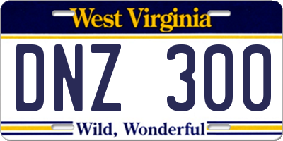 WV license plate DNZ300