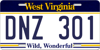 WV license plate DNZ301