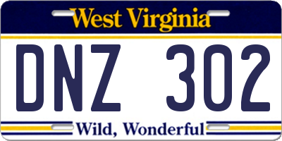 WV license plate DNZ302